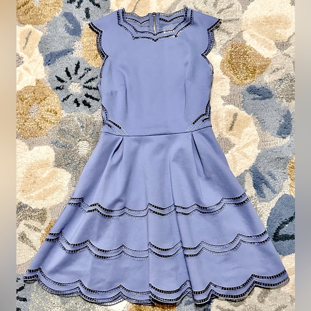 Ted Baker London Light Blue Scallop-Trim Mini Dress - Picture 2 of 11